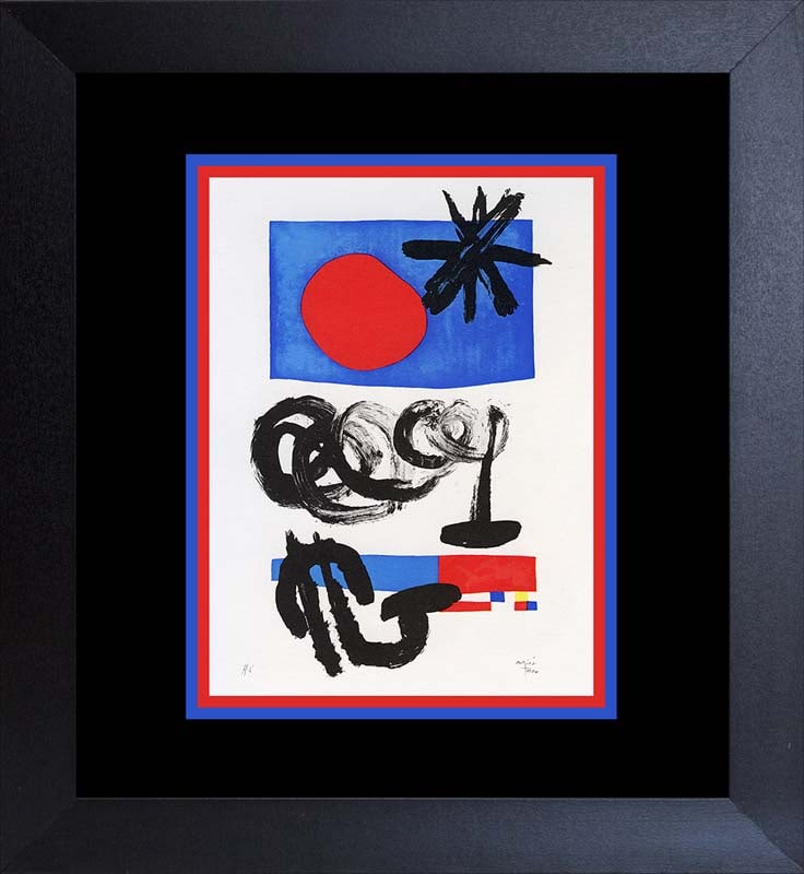 Joan Miro (Spanish 1893-1983) Lithograph from 1969: Joan Miro (Spanish 1893-1983) 1959 Lithograph from Mourlot Press in Paris. Approx 20x24 inches. Professionally framed. Includes Certificate of Authenticity. Art Artwork Artist.