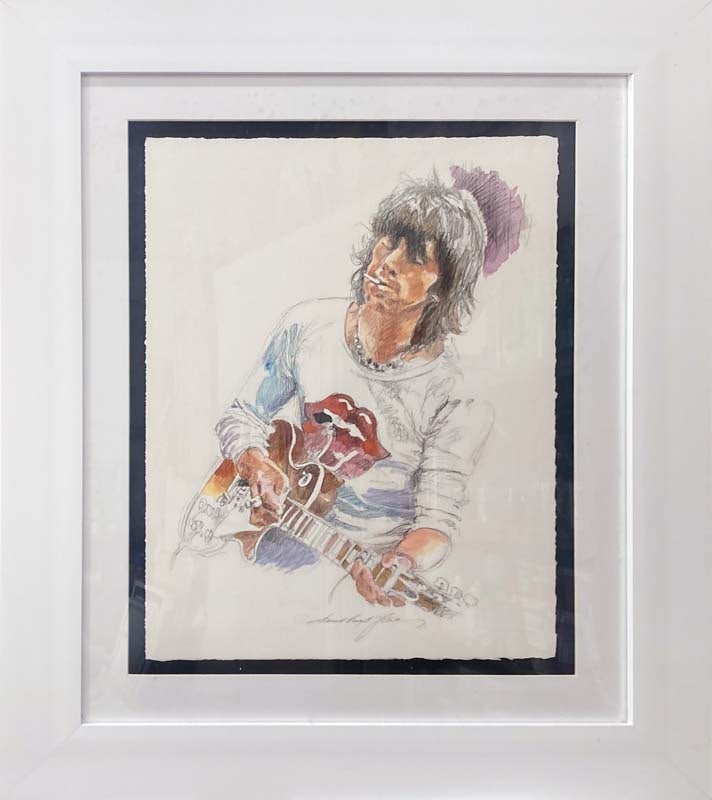 David Lloyd Glover (Canadian 1949) Original Watercolor Painting mixed media Keith Richards on paper (1 of 1)