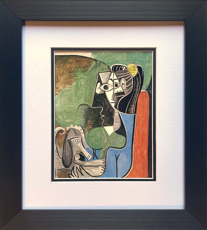 Pablo Picasso (Spanish 1881-1973) color Plate Lithograph from 1970: Pablo Picasso (Spanish 1881-1973) color plate Lithograph from 1970 and signed in the plate. Custom framed and includes documentation. Approx 22x20 inches. Art Artwork Artist.