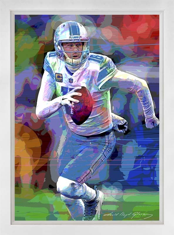 Jared Goff QB Detroit Lions Original Mixed media on canvas by David Lloyd Glover (Canadian 1949) (1 of 1)