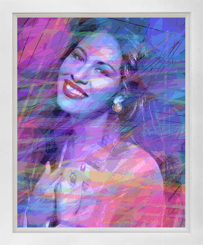 Selena Quintanill A Blue Hand embellished Limited Edition on canvas David Lloyd Glover (Canadian: Selena Quintanill A Blue Hand embellished Limited Edition on canvas David Lloyd Glover (Canadian 1949)Hand embellished on canvas by David Lloyd Glover Hand signed by the artist. On canvas image size A