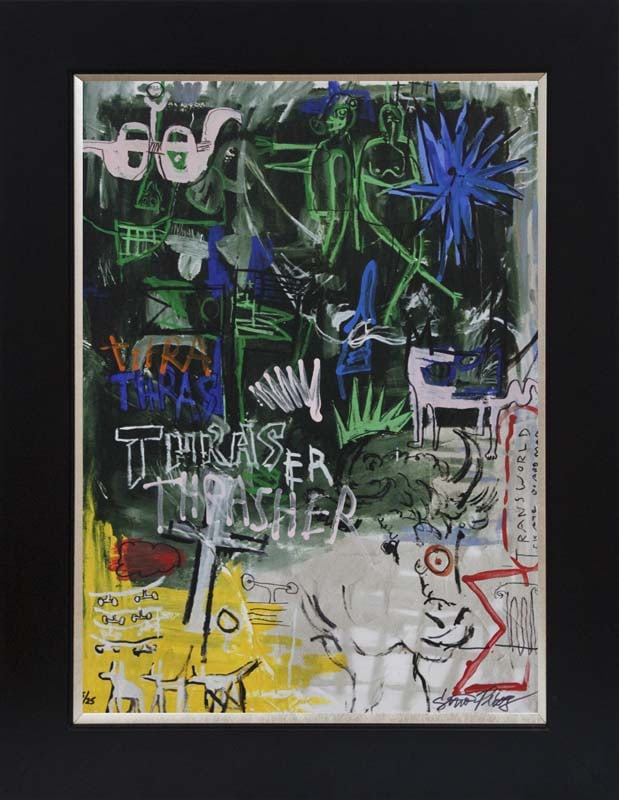 Gino Perez (Mexican-American 1977) Transworld. Mixed Media Painting on canvas Approx 30 x 24: Gino Perez (Mexican-American 1977) Transworld. Mixed Media on canvas Approx 30 x 24Gino Perez Transworld. Mixed Hand Signed Media on canvas unique by the artist. Includes certificate and is custom fra