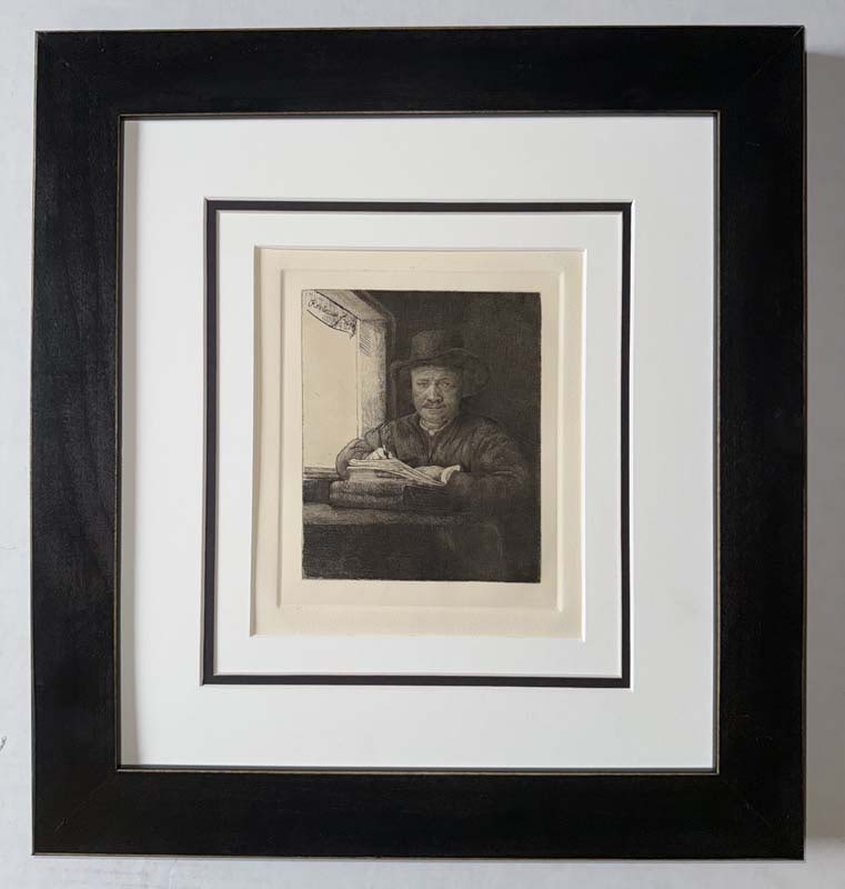Rembrandt (Dutch, 1606-1669) Etching from the original copper plates created by Amand Durand: Rembrandt (Dutch, 1606-1669) Hand pulled-etching from the original copper plates restored by Amand-Durand (1831-1905) after Rembrandt. Date of original 1650. Approx frame size 20x22 inches. Certificat