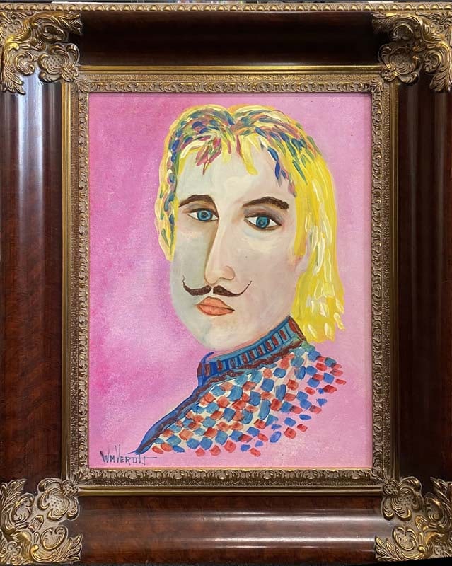 William Verdult (Dutch 1939-2016) Original oil on board 36x24 inches image size on board: William Verdult Original oil on board 30x24 inches image size on board Hand signed one of kind original Custom framed and includes certificate From his Kings and Queens suite. 1998
