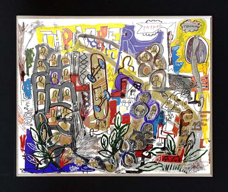 Gino Perez (Mexican-American 1977) Original Mixed Media Painting on canvas by Gino Perez: Original Mixed Media Painting on canvas by Gino Perez (Mexican-American 1977)Gino Perez Original Mixed Media Painting Painting Painting on canvas 30 x 30 inches.. Hand signed by the artist. Custom fra