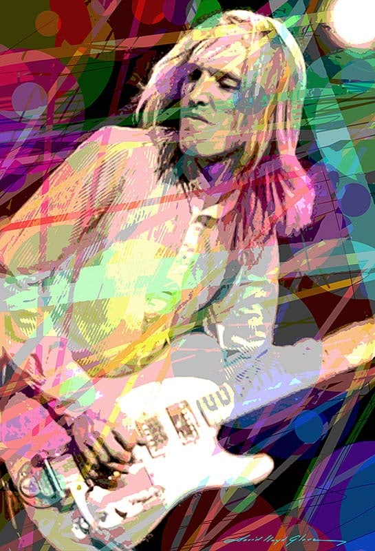 David Lloyd Glover (American 1949) Tom Petty Hand Embellished Painting on canvas by David Lloyd: Tom Petty Hand Embellished Painting on canvas by David Lloyd Glover. Approx image size 18x24 inches. Custom framed and includes certificate. This work was purchased directly from the artist. Art Artwo
