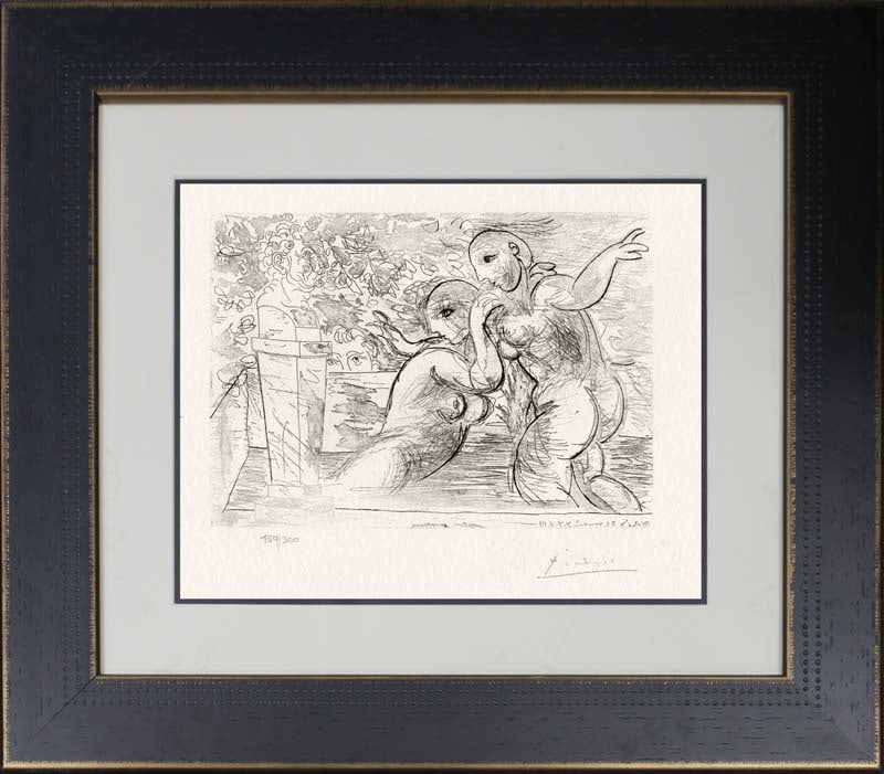 Pablo Picasso (Spanish 1881-1973) lithograph limited edition with museum official stamp: Pablo Picasso (Spanish 1881-1973) Lithograph from 1990-1992 Suite Vollard. Authorized by the Picasso Family. Each piece is numbered from an edition of 300, and includes the museum stamp on the back wi