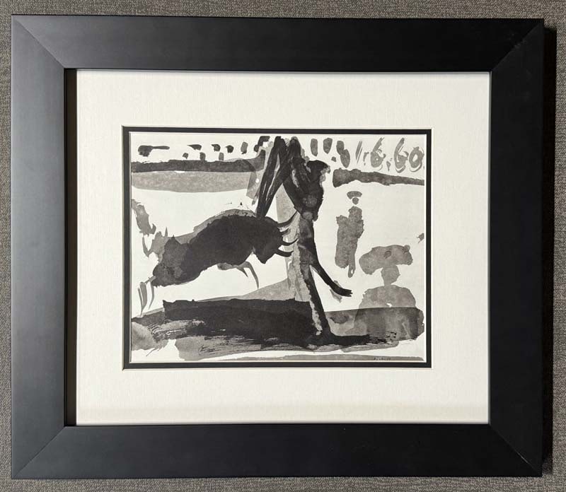 Pablo Picasso (Spanish 1881-1973) Original Lithograph from 1961: Pablo Picasso (Spanish 1881-1973) Original Lithograph from 1961Pablo Picasso Original Lithograph from 1961. Approx 22x18 inches. Includes certificate. Custom framed. From Picasso's 1959 sketchbook. Ar