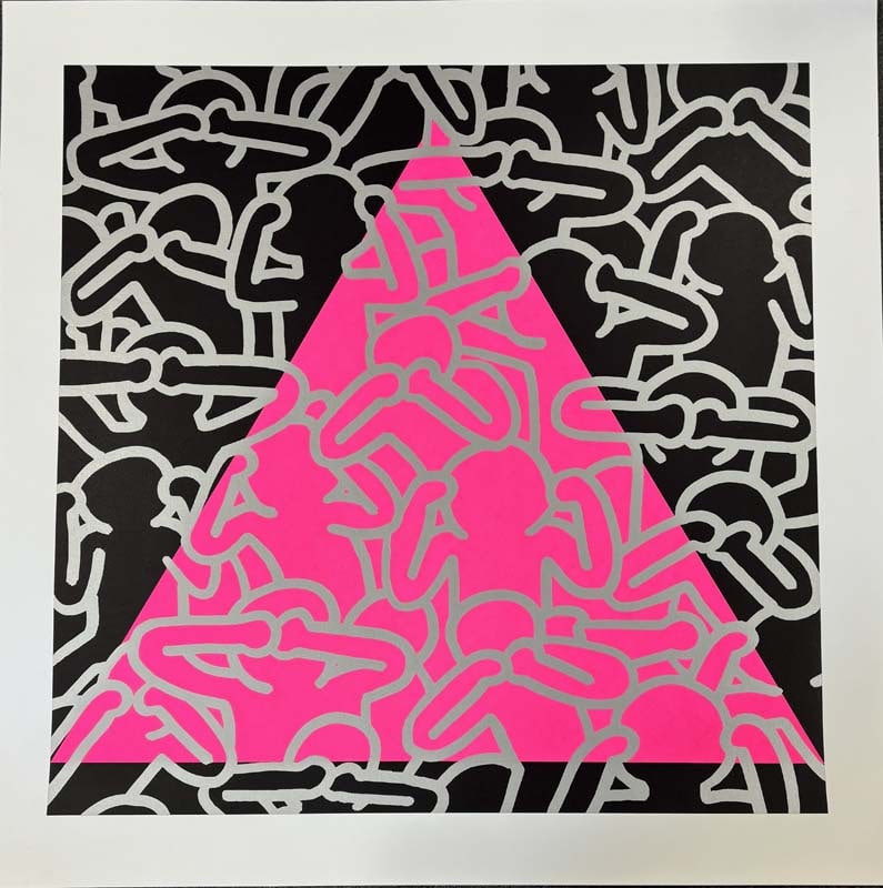 Keith Haring (American 1958-1990) Serigraph: Keith Haring (American 1958-1990) Serigraph from 1989 Approx 38 x 38 inches Silkscreen in colors on museum board Working Trial Proof Includes certificate and printers official stamps. Art Artwork Arti