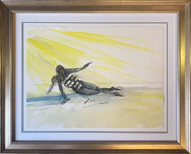 Salvador Dali (Spanish 1904-1989) Watercolor and Ink painting on archival Arches paper in the style: Salvador Dali (Spanish 1904-1989) Watercolor and Ink on archival Arches paper in the style of Magritte Approx 26x20 inches image size custom framed Includes documentation Art Artwork Artist.
