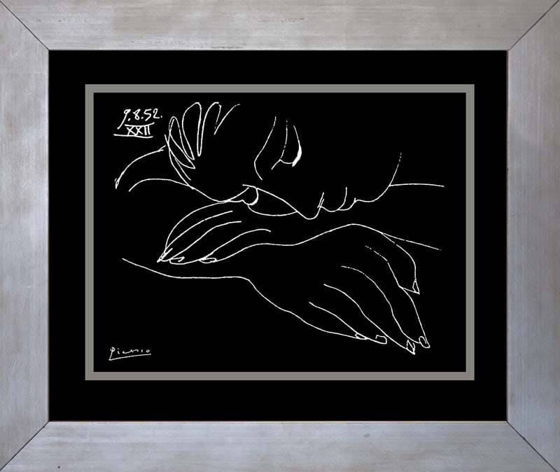 Pablo Picasso (Spanish 1881-1973) War and Peace ink on paper limited edition: Picasso (Spanish 1881-1973) War and Peace ink on paper. Limited Edition Approx 28 x 38 inches. Includes custom frame and certificate. Signed in the plate. Includes certificate. Art Artwork Artist.