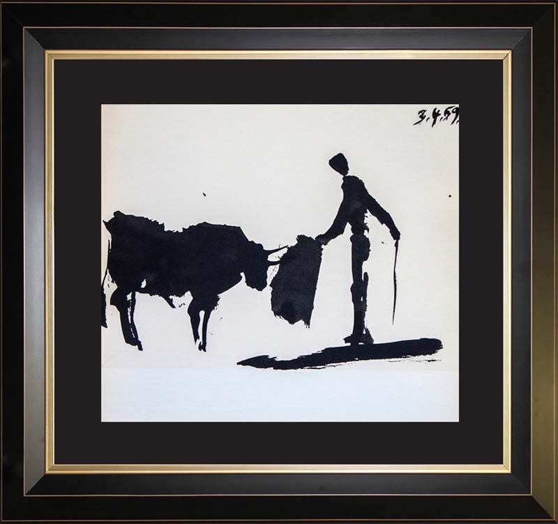 Pablo Picasso (Spanish 1881-1973) Bullfighter 1961 Lithograph: Pablo Picasso (Spanish 1881-1973) Bullfighter 1961 Lithograph printed at Mourlot Press in Paris France. Dated by the artist in the plate. Custom framed. Approx 20x24 inches. Includes Certificate of Au