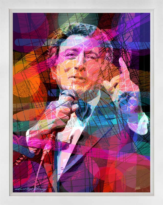 David Lloyd Glover (American 1949) Tony Bennett I Left My Heart in San Francisco Original Mixed: Mixed Media Original Painting on canvas David Lloyd Glover. One of a kind. Hand signed by the artist. On canvas. Approx image size 24 x18 inches Custom framed and includes certificate. This work was p