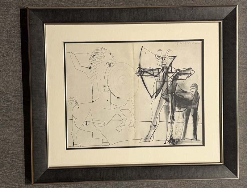Pablo Picasso (Spanish 1881-1973) Lithograph from the Verve Collection: Pablo Picasso (Spanish 1881-1973) Lithograph from the Verve Collection Pablo Picasso color Plate lithograph Paris. from the Verve Collection Image size 10x 8 inches. Approx. 24 x 20 inches overall. Cu