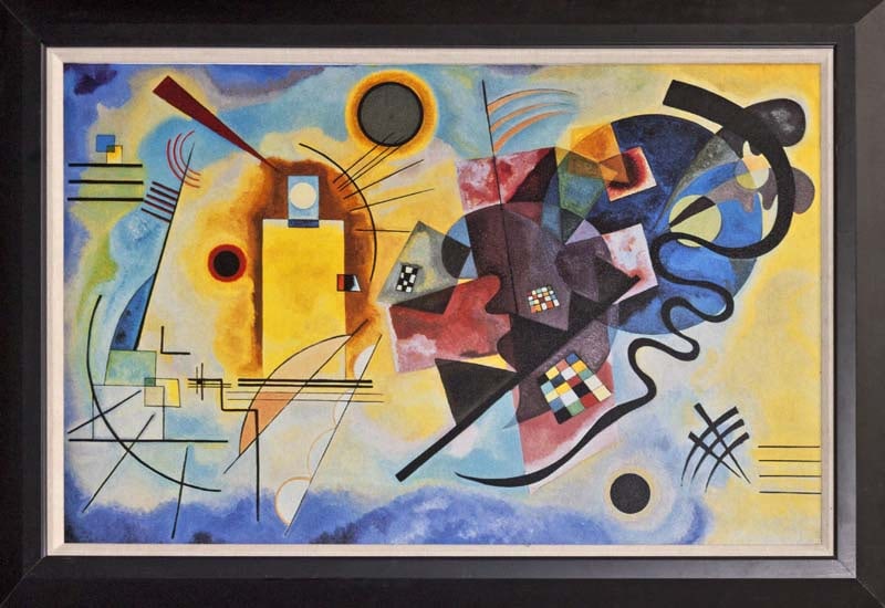 Kandinsky (Russian 1866-1944) Collection on canvas Red Blue and Yellow After Wassily Kandinsky: After Kandinsky (Russian 1866-1944) Collection on canvas. Limited edition. The signature is in the plate. Approx. 24 x 36 image. Includes certificate of authenticity. Art Artwork Artist.