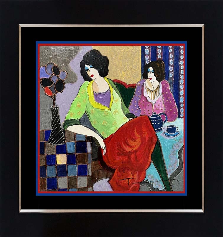 Tarkay (Israeli, 1935-2012) Original Mixed Media Painting Painting on wood panel (1 of 1)