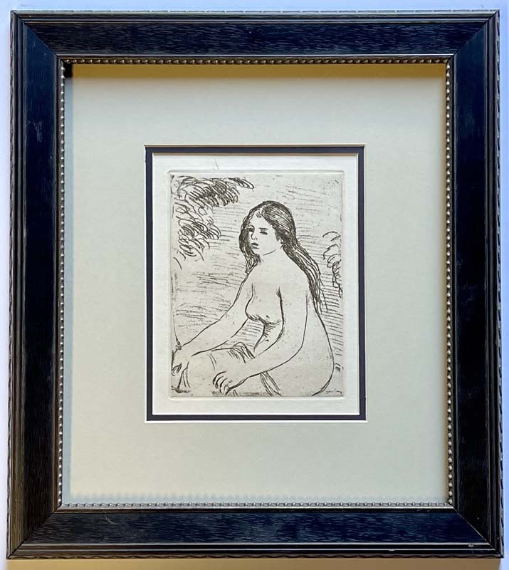 Pierre Renoir (French 1841-1919) etching: Pierre Renoir (French 1841-1919) etching over 60 years old. From 1970 Approx 20 x 22 inches. Custom framed. Includes certificate of authenticity. Art Artwork Artist.