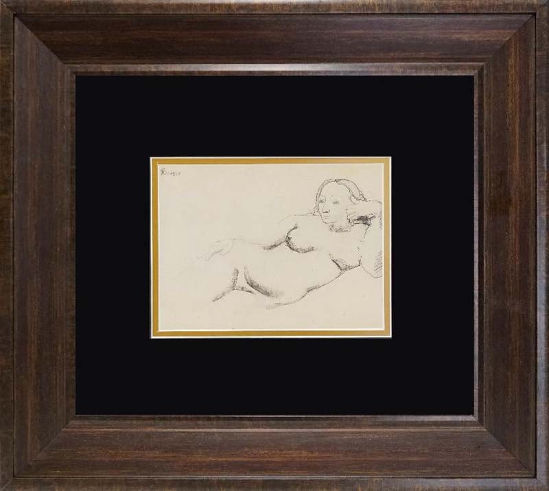 Pablo Picasso (Spanish 1881-1973) Lithograph Printed on Velin d'Arches almost 100 years ago.: Pablo Picasso (Spanish 1881-1973) lithograph printed in Paris on velin d'arches paper almost 100 years ago. Paper size 10 x 8 inches, frame size approx 24 x 20 inches. Custom framed. Includes certific