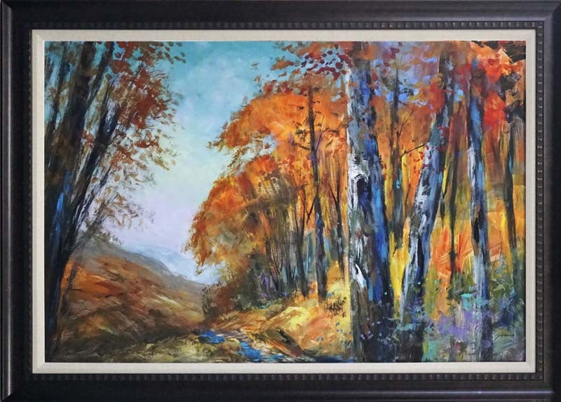 Michael Schofield (American 1947) Original painting on board. 48x36 inches landscape: Michael Schofield (American 1947) Landscape Original on board. 48x36 image size inches approx. Framed 48x36 image size in inches. One-of-a-kind original. Hand signed by the artist. Includes certificat