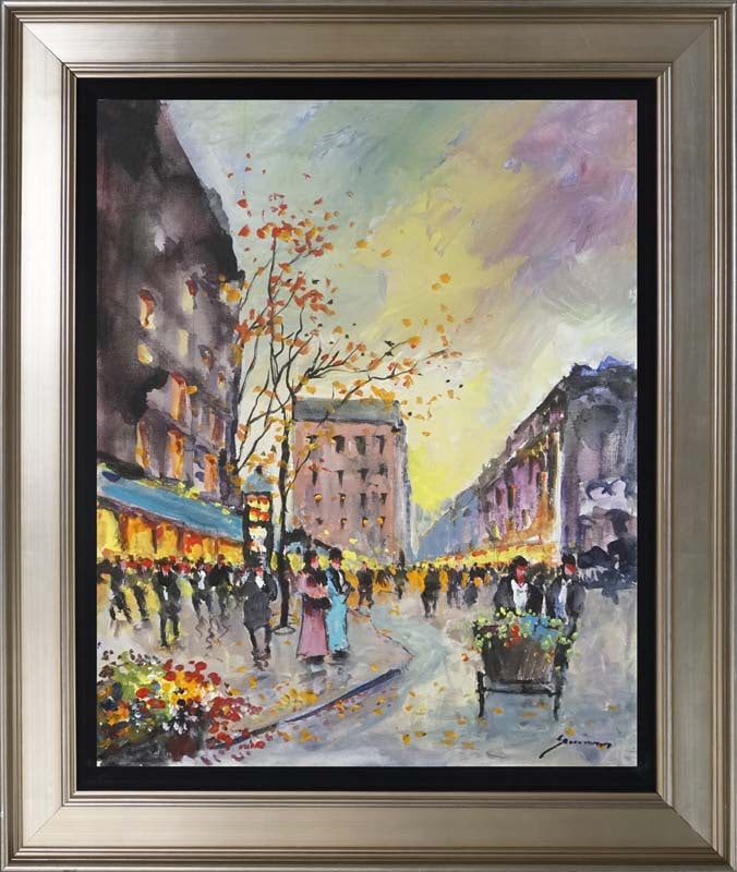 Michael Schofield (American 1947) Hand Embellished Painting on canvas Paris: Michael Schofield (American 1947) Hand Embellished Painting on canvas Hand signed by the artist. Approx. 30 x 24 inches. Includes certificate Custom framed. This work was purchased directly from the a
