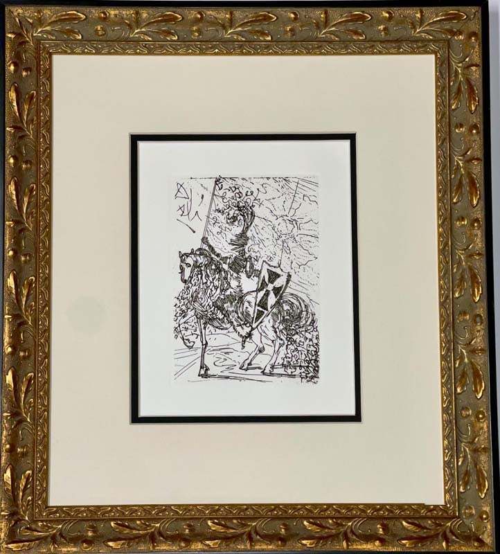 Salvador Dali (Spanish 1904-1989) etching: Salvador Dali (Spanish 1904-1989) etching Salvador Dali etching Approx 22x20 inches custom framed Includes certificate of authenticity. Art Artwork Artist.