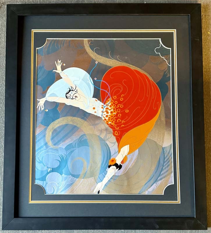 Erte (Russian-French-1892-1990) lithograph 1987: Erte (Russian-French-1892-1990) Lithograph Limited Edition signed AP Approx 24x18 inches image size custom framed and includes certificate. Art Artwork Artist.