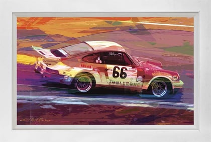 David Lloyd Glover (American 1949) Racing Porsche 911 Hand Embellished Painting canvas by David