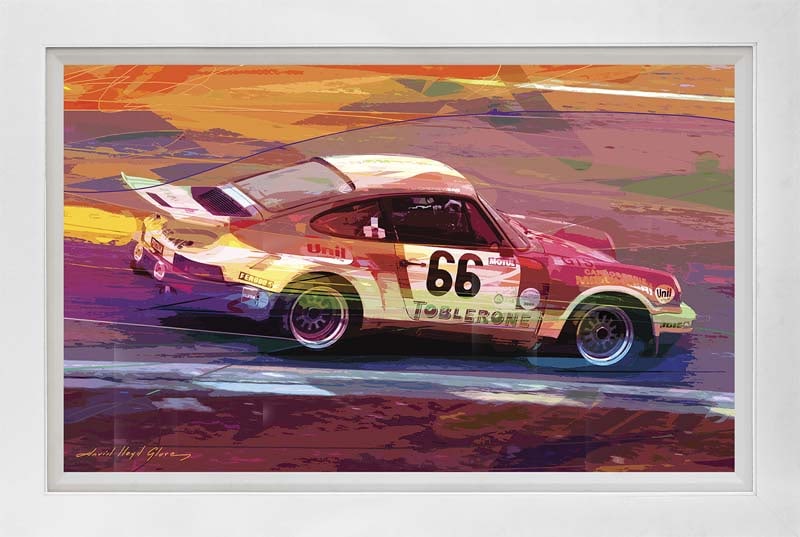 David Lloyd Glover (American 1949) Racing Porsche 911 Hand Embellished Painting canvas by David: Racing Porsche 911. Hand Embellished Painting on canvas Limited Edition on canvas by David Lloyd Glover. Hand signed by the artist. On canvas. Approx 30 x 24 inches Custom framed and includes certific