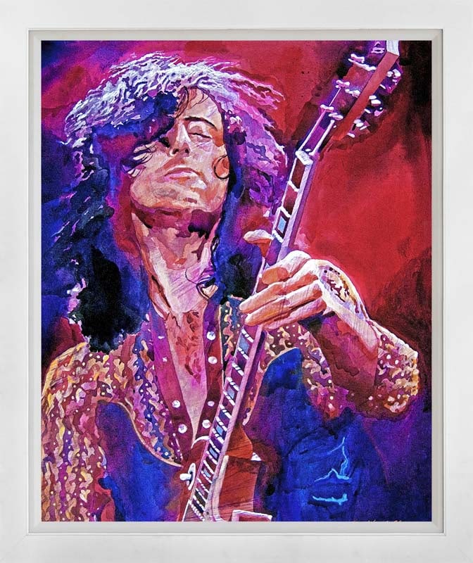 David Lloyd Glover (American 1949) Jimmy Page Led Zeppelin Mixed Media Original Painting on canvas: Jimmy Page Led Zeppelin Mixed Media Original Painting on canvas David Lloyd Glover One of a kind. Hand signed by the artist. On canvas Approx image size 18x24 inches Custom framed and includes certifi