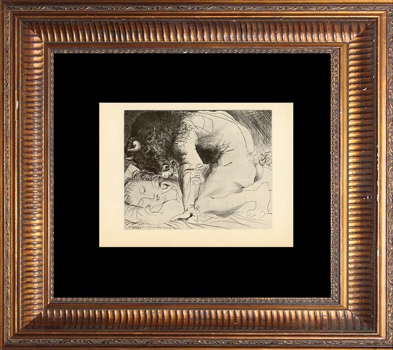Pablo Picasso (Spanish 1881-1973) Lithograph 1956 Vollard SPADEM: Pablo Picasso (Spanish 1881-1973) Lithograph from Suite Vollard, 1956. A stunning impression of the original etching. Approx 20x24 inches. Custom framed and Includes Certificate of Authenticity. Art A