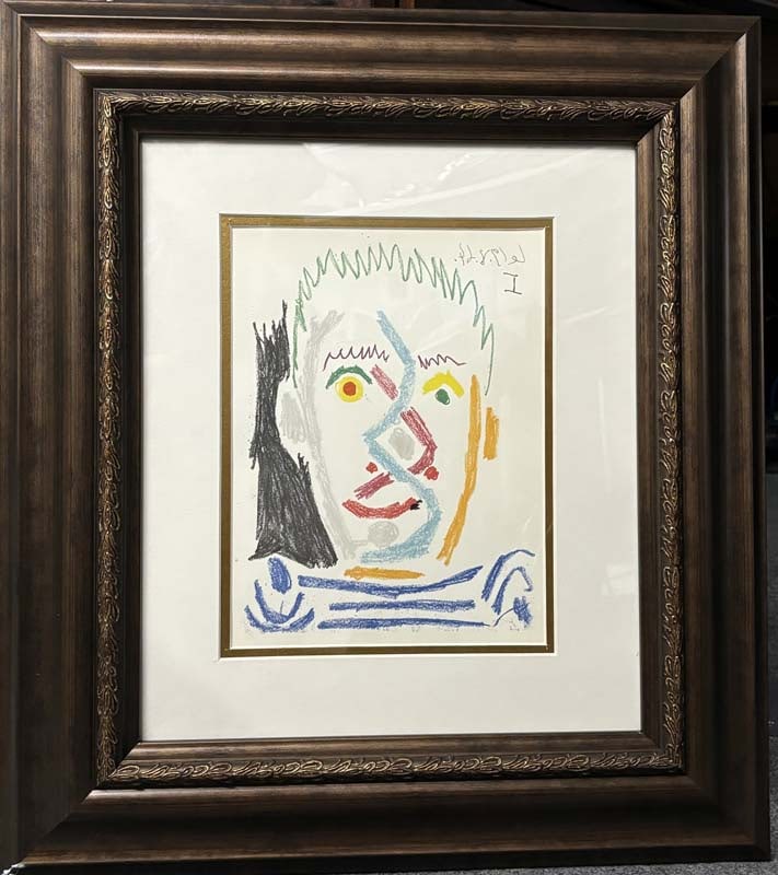 Pablo Picasso (Spanish 1881-1973) color plate lithograph from 1972: Pablo Picasso (Spanish 1881-1973) color plate lithograph from 1972Pablo Picasso Color Plate Lithograph from 1972 Custom framed and includes certificate Approx 22 x 20 inches. Art Artwork Artist.