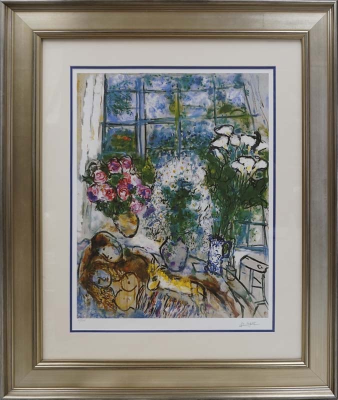 Marc Chagall (Russian-French 1887-1985) Lithograph Limited Edition: Marc Chagall (Russian-French 1887-1985) Lithograph Limited EditionMarc Chagall Limited Edition Lithograph after Chagall 26 x 36 approx. inches. Includes certificate of authenticity The signature is in