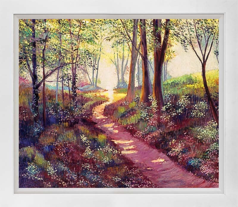 David Lloyd Glover (American 1949) Wildflowers along the Path Hand Embellished Painting on canvas: Hand Embellished Painting on canvas by David Lloyd Glover Hand signed by the artist. On canvas image size. Approx image size 18x24 inches. Custom framed and includes certificate. This work was purchas