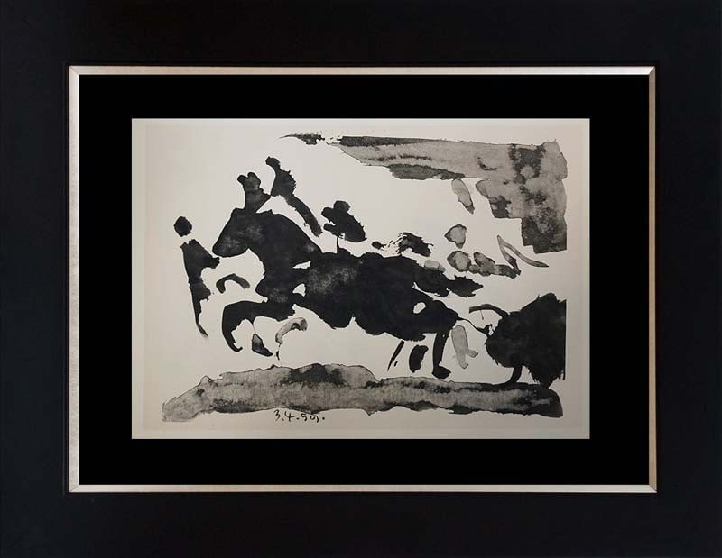 Pablo Picasso (Spanish 1881-1973) 1961 Lithograph Toros Y Toreros.: Pablo Picasso (Spanish 1881-1973) 1961 Lithograph Toros Y Toreros. Pablo Picasso Lithograph from 1959. Approx 24x20 inches. Includes certificate. Custom framed. Dated by the artist Art Artwork Artist.