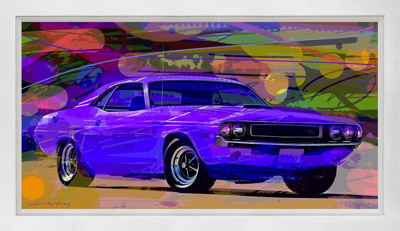 David Lloyd Glover (American 1949) HEMI CHALLENGER 1970 PLUM CRAZY HEMI David Lloyd Glover (American: HEMI CHALLENGER 1970 PLUM CRAZY HEMI David Lloyd Glover (American 1949) Mixed Media Original canvasHEMI CHALLENGER 1970 PLUM CRAZY HEMI Mixed media on canvas by David Lloyd Glover One of a kind. Hand 