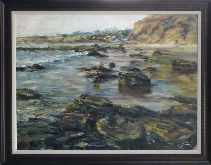 Jorn Fox (American 1954) Original Painting on canvas by Jorn Fox (American 1954) seascape: Original Painting on canvas. Approx 30x40 inches. One of a kind original. Hand signed by the artist Jorn Fox (American 1954) Custom Framed. Includes Certificate of Authenticity. This work was purchase