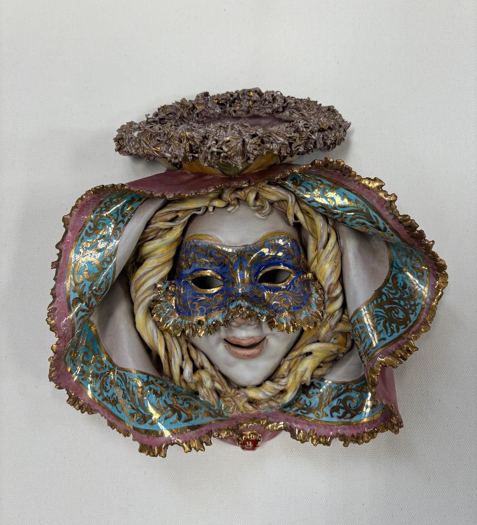G. Danti 1950s Handmade and Hand painted. Cermic mask.: G. Danti 1950s Handmade and Hand painted. Cermic mask. Made Italy. Approx. 9 x 9 inches image size. step Art Artwork Artist.