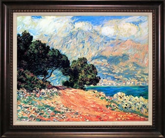 Claude Monet (French 1840-1926) Cap Martin Hand Embellished Painting on canvas after Monet landscape