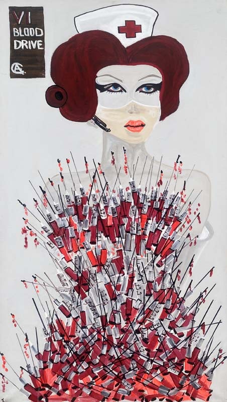 Blood Drive Original Painting on canvas by Arthur Chorny (American - Ukranian 1965): Blood Drive Original Painting on canvas by Arthur Chorny (American - Ukranian 1965)Blood Drive Original Painting on canvas by Arthur Chorny Approx 20x30 inches Hand signed by the artist One of a kind 