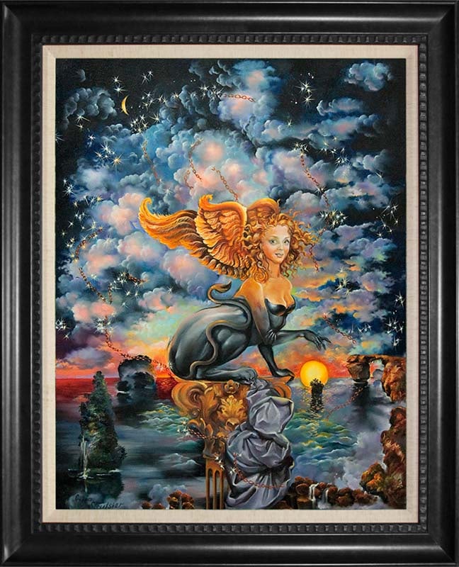 Zodiac Leo by Arina Hand Embellished Painting on canvas (1 of 1)