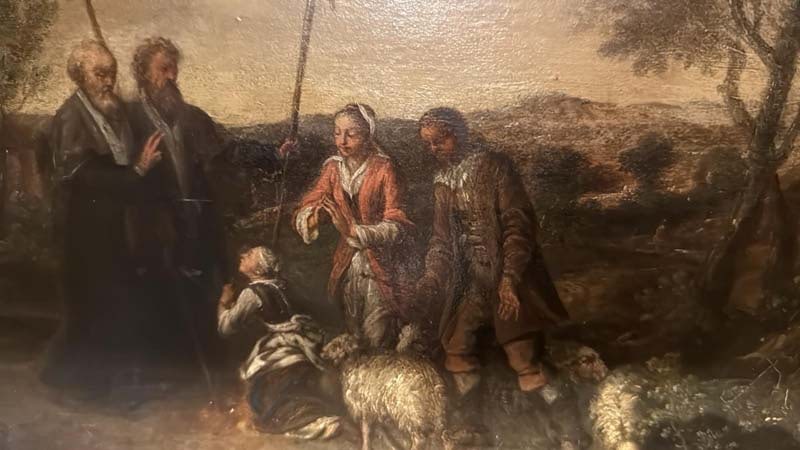 Old Master 18th Century Pastoral Devotional Scene with Figures and Sheep Artist: European School (1 of 1)