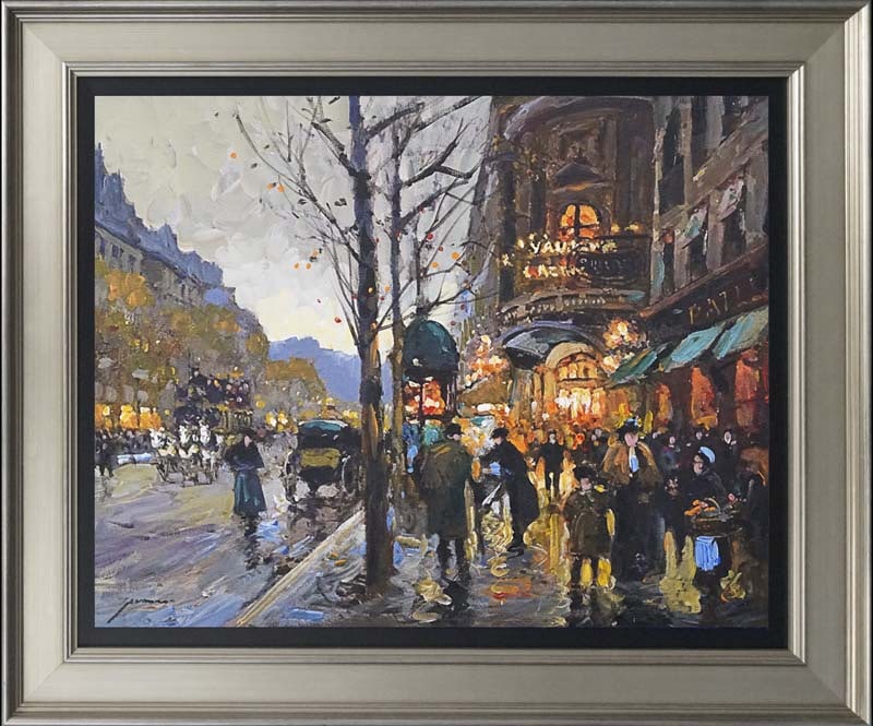 Michael Schofield (American 1947) Paris Hand Embellished Painting on canvas: Michael Schofield (American 1947) Hand Embellished Painting on canvas Hand signed by the artist. Approx 18 x24 image. Includes certificate. Custom framed. This work was purchased directly from the art