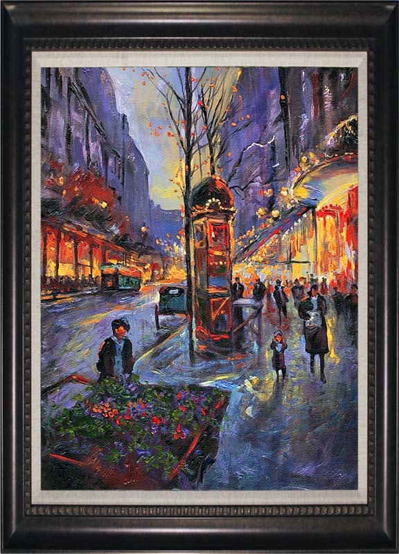 Michael Schofield (American 1947) Parisian Flower Hand Embellished Painting Canvas by Michael: Michael Schofiield (American 1947) Hand Embellished Painting on Canvas 18 x 24 image. Includes certificate of authenticity. Hand signed by the artist. This work was purchased directly from the artist.