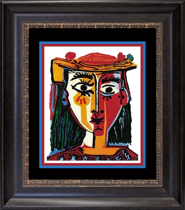 Pablo Picasso (Spanish 1881-1973) Woman with Hat La Femme au Chapeau Pablo Picasso Collection: Pablo Picasso (Spanish 1881-1973) Woman with Hat La Femme au Chapeau Pablo Picasso Collection Domaine Limited EditionPablo Picasso Woman with Hat. Lithograph Collection Domaine the signature is in the