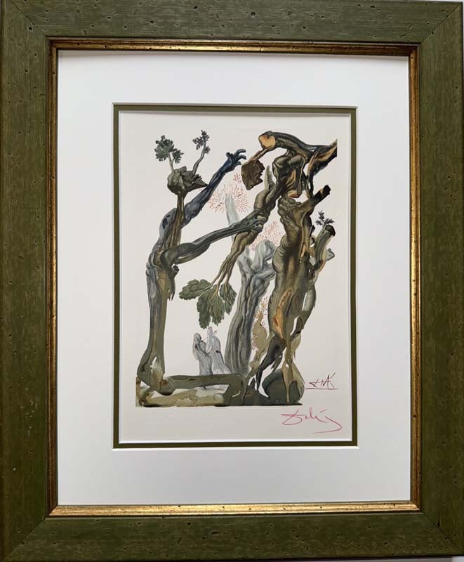 Salvador Dali (Spanish 1904-1989) Original wood cut signed from 1964: Salvador Dali (Spanish 1904-1989) Original wood block signed from 1964 Approx 12 x 9 inches image size approx. Custom framed and includes certificate of authenticity. Art Artwork Artist.