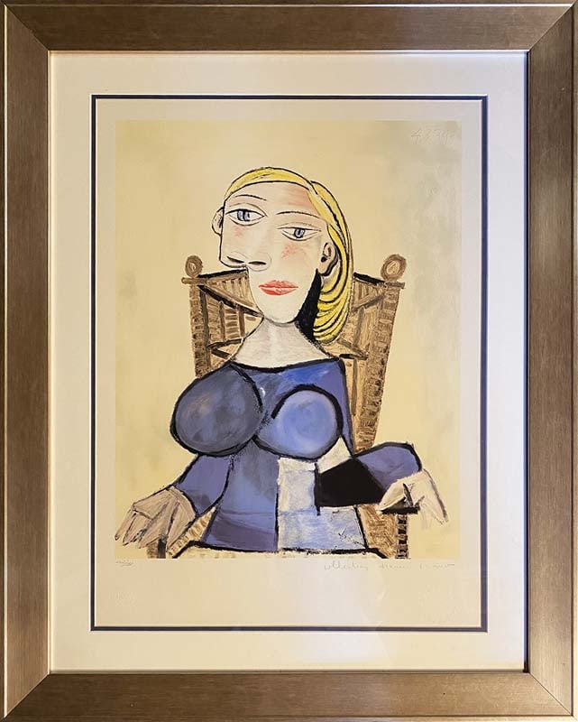 Pablo Picasso (Spanish 1881-1973) Limited Edition Marina Picasso Edition 1982: Pablo Picasso (Spanish 1881-1973) Lithograph. Marina Picasso Collection. Hand signed by Marina Picasso from 1982. Authorized by Picasso. Signed in the plate Approx 24x19 inches image size. Custom fram
