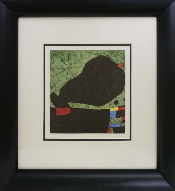 Joan Miro (Spanish 1893-1983) color Plate Lithograph from 1964: Joan Miro (Spanish 1893-1983) color Plate Lithograph from 1964Joan Miro color Plate Lithograph from 1964.Mourlot Press in Paris. Approx 24x20 inches. Professionally framed. Includes certificate. Art A