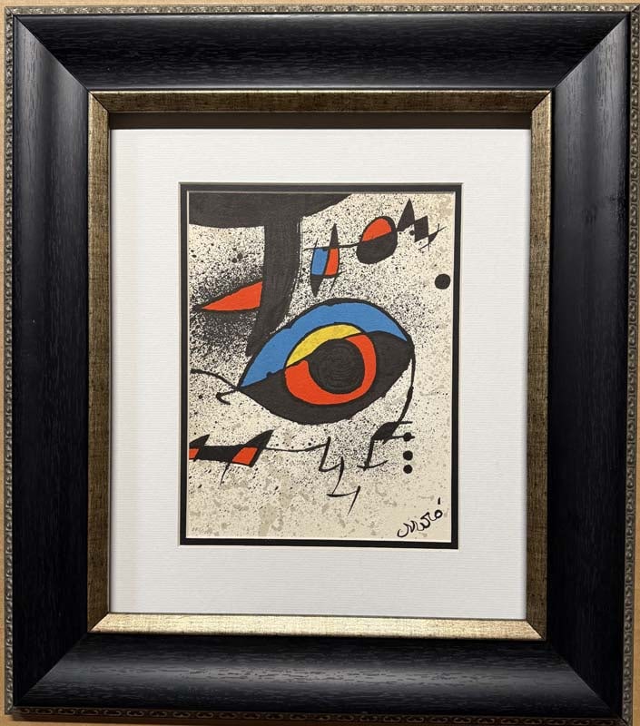 Joan Miro (Spanish 1893-1983) Limited edition on paper. Printed in Barcelona in 1980.: Joan Miro (Spanish 1893-1983) Limited edition on paper. Printed in Barcelona in 1980.Joan Miro Limited edition. Printed in Barcelona in 1980. 11x9 inches Embossed official seal of the World Federaltio