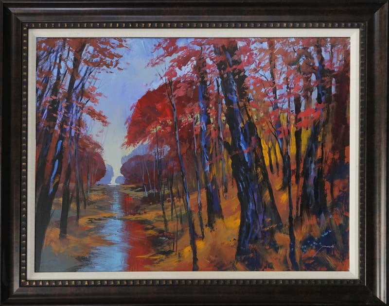 Michael Schofield (American 1947) Original Painting on canvas by Michael Schofield Landscape: Michael Schofield (American 1947) Original Painting on canvas by Michael Schofield (American 1947) One of a kind original Hand signed by the artist approx 30 x 40 inches image size Custom framed and i