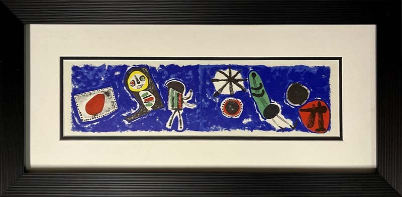 Joan Miro (Spanish 1893-1983) Color Plate Lithograph 1968: Joan Miro (Spanish 1893-1983) color plate lithograph on paper Custom framed Approx 24x20 inches. Custom framed and includes certificate 26x18 inches approx. Art Artwork Artist.